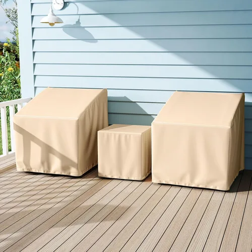 Miniatura 9 de Tangkula Juego de 3 fundas para muebles de patio, fundas impermeables para conversación al aire libre para 3 piezas, juego de funda de sofá