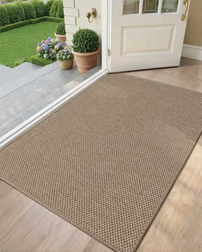 Miniatura 26 de Color&Geometry - Tapete para puerta delantera de 26 x 47 pulgadas, atrapador de suciedad con parte trasera de goma ultra antideslizante, perfil Caqui