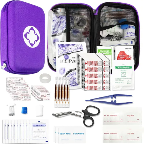276 piezas Kit de primeros auxilios compacto pequeño para negocios domésticos, Kit de primeros auxilios mini esencial urgente de tamaño para viajes,