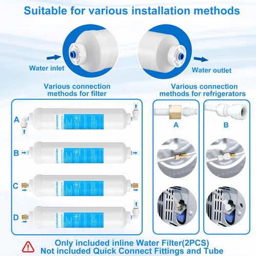 Miniatura 5 de Filtro de agua en línea para máquina de hielo y refrigerador, filtro de agua de conexión a presión de 1/4 de pulgada, ideal para máquina de hielo