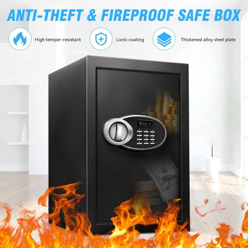 Miniatura 2 de Caja de seguridad grande de 2.5 pies cúbicos con resistencia al fuego e impermeable para documentos - Caja de seguridad personal de acero