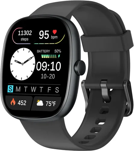 Fitness Trackers for Men Women with Bluetooth Call 24/7 Heart Rate & Blood Oxygen Monitor Sleep Tracker, Steps/Calories Counter Negro