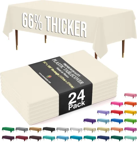 Miniatura 9 de Exquisite 66% Thicker Premium Plastic Table Cloth Rectangle Table Cover 0.5 Mil 6 Pack Aqua Table Cloth 54 Inch x 108 Inch Disposable Tablecloth