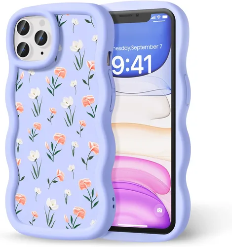 Miniatura 284 de Compatible con iPhone SE/8/7 Funda para Mujeres y Niñas, Marco Ondulado Rizado con Patrón Lindo, Estética Delgada Suave Silicona TPU Parachoques