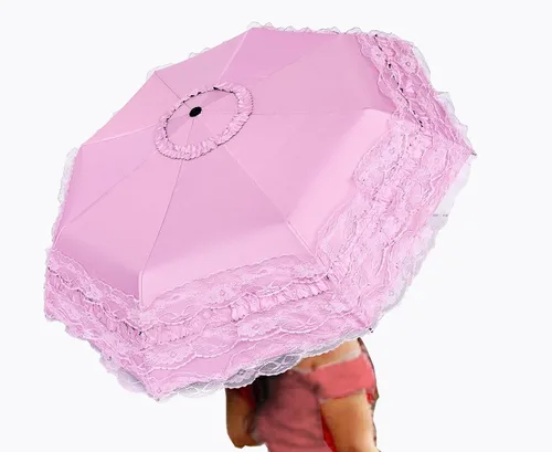 Miniatura 7 de WENDIN Sombrilla de encaje plegable vintage Paraguas gótico lluvia Anti-UV protección de encaje parasol cúpula Foto Props niñas sombrilla paraguas