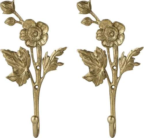 Miniatura 9 de SOFFEE DESIGN 2 piezas de ganchos para abrigos de metal dorado oscuro con forma de abeja y flores en 3D, para entrada, baño, dormitorio, decoración