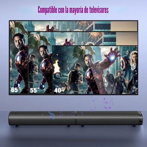 Miniatura 5 de Puriom Barra de sonido para Smart TV, barra de sonido de 100 W con conexión Bluetooth 5.3/ARC/Opt/AUX, barra de sonido desmontable 2 en 1, altavoz