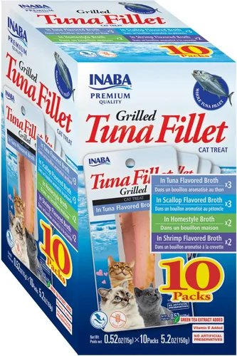 Miniatura 9 de INABA Filete de atún a la parrilla natural de primera calidad para gatos, complemento/complemento con vitamina E y extracto de té verde, 0.52 onzas