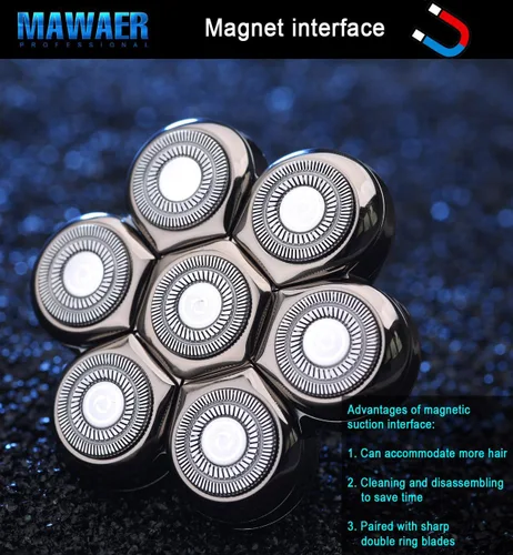 Miniatura 7 de Cabezales de repuesto universales magnéticos de 7 cuchillas compatibles con la afeitadora Freedom Eagle, compatibles con las marcas de afeitadoras 7