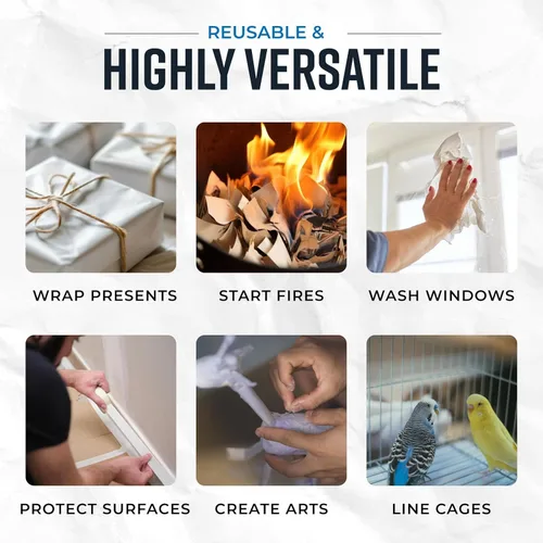 Miniatura 4 de Bryco Goods Hojas de papel de embalaje de papel de periódico para mudanzas, 10 libras, 320 hojas de papel de periódico, envoltura y protección