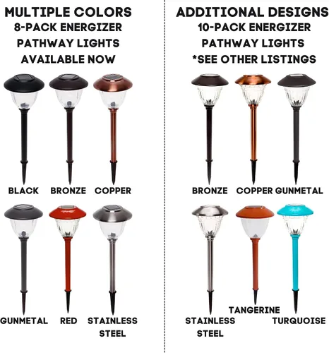 Miniatura 6 de Energizer Luces solares LED para camino, paquete de 8 luces solares [negras] para exteriores, IP65 impermeables con encendido/apagado automático