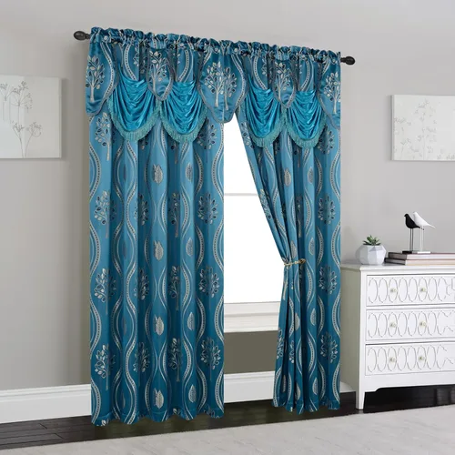 Miniatura 2 de Elegant Comfort Lujoso y hermoso juego de paneles de cortina con cenefa adjunta y respaldo de 54" x 84 pulgadas (juego de 2), azul marino