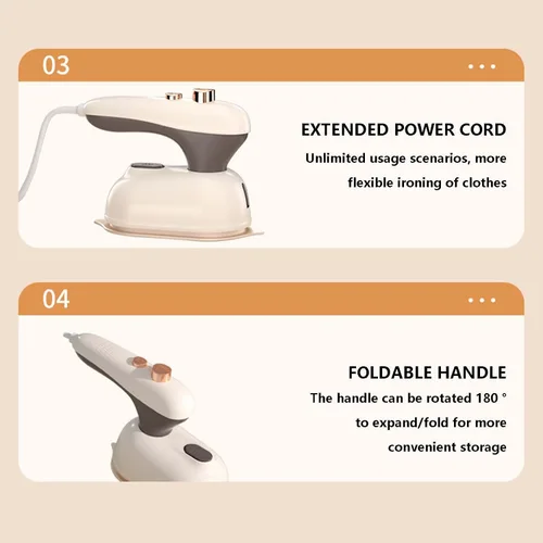 Miniatura 6 de Vaporizador de ropa de mano de hierro pequeño para ropa, plancha portátil con doble pulverizador, mini máquina de planchar para ropa, vaporizador