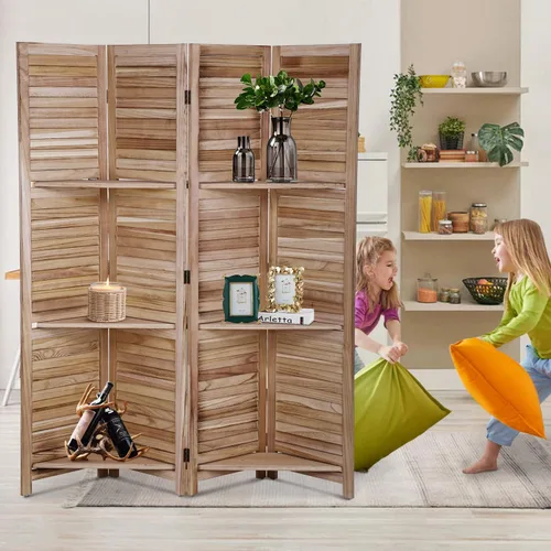 Miniatura 8 de Divisor de habitación de 4 paneles, pantalla de privacidad de madera, divisor de pared interior de 5.75 pies, pantalla de división portátil