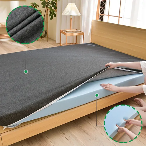 Miniatura 7 de Cubrecolchón de espuma viscoelástica de gel, protector de colchón refrescante, cubrecolchón de cama con infusión de gel con funda extraíble lavable