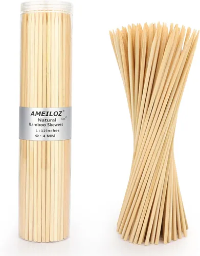 Miniatura 7 de Brochetas de madera de bambú de 6 pulgadas para barbacoa, kabob, aperitivo, fruta, salchicha, fuente de chocolate, palitos de brocheta de barbacoa