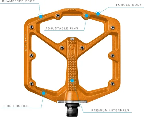 Miniatura 3 de Crankbrothers Stamp Pedales Planos MTB - Pedales de Bicicleta Ligeros, Versátiles y Duraderos de Tamaño Específico Naranja