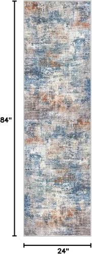 Miniatura 43 de IOHOUZE Alfombra abstracta lavable de 3 x 12 pies para pasillos, antideslizante para cocina, camino de entrada de lana sintética para interiores