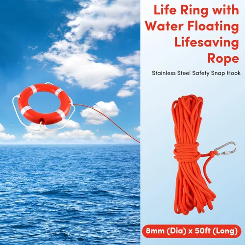 Miniatura 5 de Life Ring for Boating Safety - 23" and 28" Boat Safety Throw Rings with Reflective Strip and Grab Lines