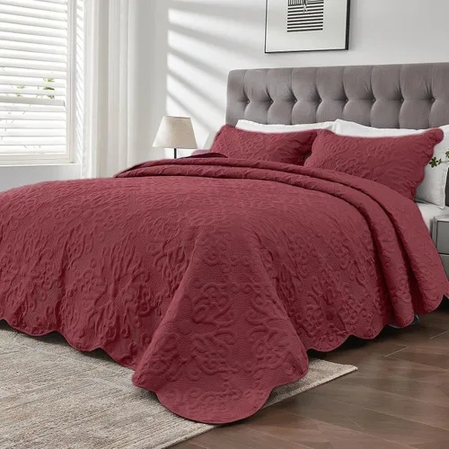 Miniatura 22 de Kingnex Juego de colcha tamaño King de 106 x 96 pulgadas, suave, ligera, acolchada, 3 piezas, 1 edredón y 2 fundas de almohada, color gris oscuro