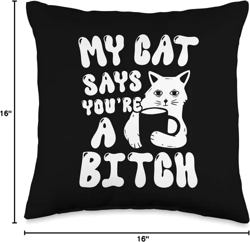 Miniatura 4 de Coffee Cat Attitude My Cat Says You're A Bitch - Almohada divertida de gato