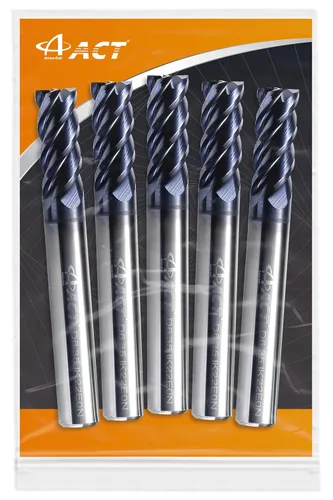 Miniatura 8 de ACCUT I4KES - Fresa cuadrada de carburo de 1/4 de pulgada, juego de brocas de fresado de 4 flautas para acero, acero endurecido forja, cobre