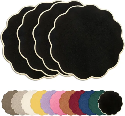 Miniatura 25 de AHHFSMEI Juego de 4 manteles individuales redondos de lino sintético, alfombrillas de mesa impermeables, resistentes al calor, antideslizantes y a