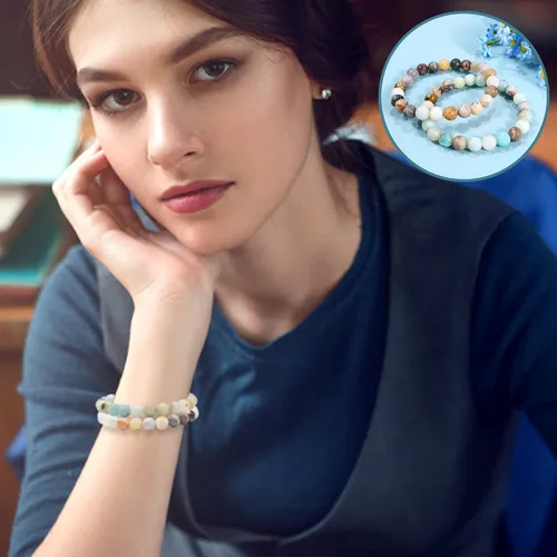 Miniatura 2 de Bivei - Pulsera elástica con cuentas redondas de cristales curativos de Reiki semipreciosos hecha a mano de 0315pulgadas 8 mm