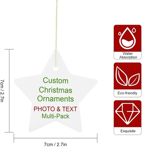 Miniatura 5 de Adornos de Navidad personalizados, texto fotográfico, haz tu propio adorno de cerámica de porcelana, regalo de recuerdos para decoración de Navidad