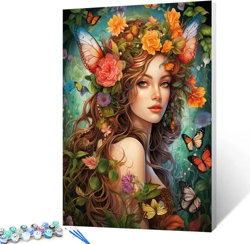 Miniatura 16 de Tucocoo Kit de pintura por números con pinceles y pigmento acrílico sobre lienzo para adultos, estrellas de luna, estilo creativo, proyectos