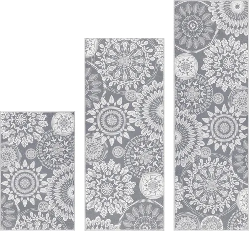 Miniatura 8 de Bsmathom Conjunto de Alfombras de Cocina Boho 3 Piezas, Alfombra de Cocina Antideslizante de Estilo Granja, Alfombras de Cocina Lavables