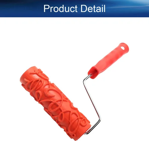 Miniatura 4 de Auniwaig Brocha de rodillo de pintura de goma en relieve rojo de 12.59 pulgadas para pintura de pared del hogar EG100T patrón de ladrillo DIY