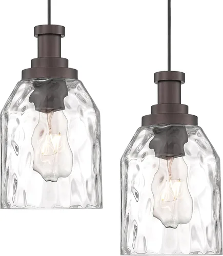 Miniatura 15 de Zeyu Lámpara Colgante Moderna de Oro, Lámpara Colgante de Vidrio de 1 Luz para Cocina y Comedor, Soporte de Vidrio Transparente, Acabado en Negro