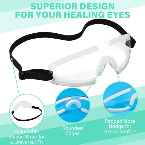Miniatura 4 de Kingdder Protector de ojos transparente para dormir, gafas protectoras con correa ajustable y acolchado suave, sensibilidad de los ojos a la luz