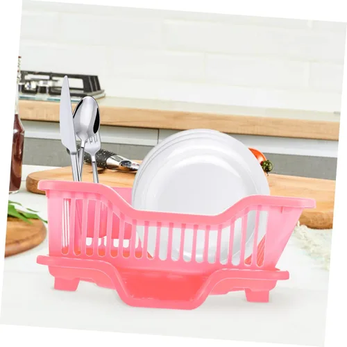Miniatura 8 de 1 juego de estante de cocina plato de drenaje fregadero esponja soporte plato pequeño estante de secado de platos cubiertos de plástico bandeja