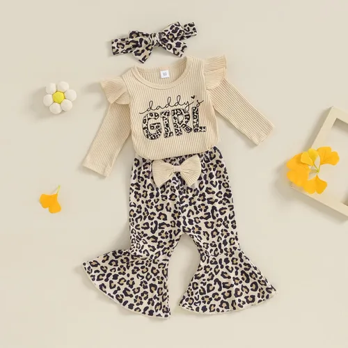 Miniatura 17 de Kuriozud Conjunto de mameluco con volantes para bebé recién nacida, con volantes, lindo conjunto de pantalones acampanados con diadema