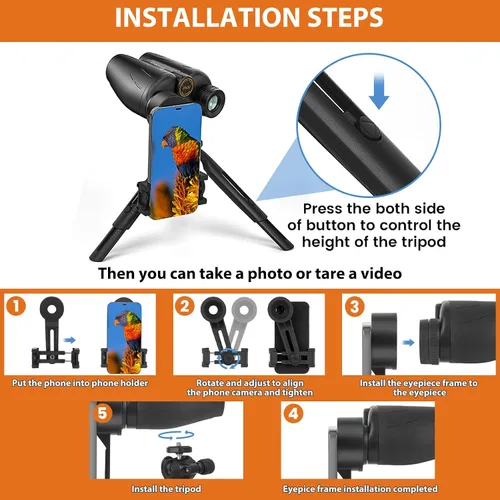 Miniatura 5 de Binoculares de alta precisión de 25 x 30 para adultos con adaptador universal de teléfono, kit de trípode, perfecto para observación de aves