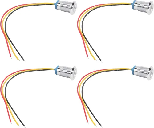 Miniatura 11 de Marhynchus 4 juegos de luces indicadoras LED precableadas LED redondas, impermeables, luz de 2 colores, electrodo de ánodo común de 12-24 V 0.472 in