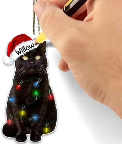 Miniatura 15 de Adorno de Madera Best Cat Dad Ever - Único para Amantes de Gatitos - Decoración Navideña en Forma de Corazón de Gato y Papá Chocando Puños - Adorno