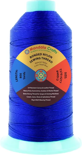 Miniatura 43 de Mandala Crafts - Hilo de nailon para coser cuero, tapicería, mezclilla y para trenzar el pelo; resistente, 1500 yardas, tamaño 69 T70 Marrón