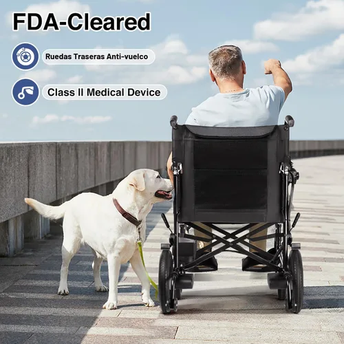 Miniatura 7 de SLF30 Sillas de ruedas eléctricas para adultos, silla de ruedas motorizada plegable y duradera con asiento de 19 pulgadas y soporta hasta 300 libras