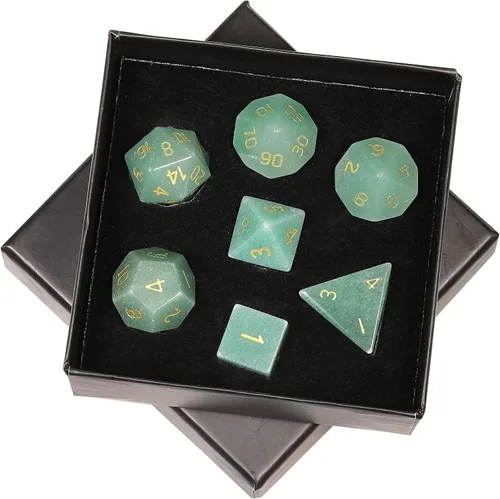 Miniatura 12 de SUNYIK Juego de 7 dados poliédricos DND de piedra de cristal pulido para juegos de mesa RPG MTG, dados de juego DND, mazmorras y dragones
