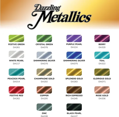 Miniatura 2 de DecoArt Americana Pinturas Acrílicas DAZZLING METALLICS, Juego de 18 Colores Populares, Botella de 2 fl oz (Paquete de 18)
