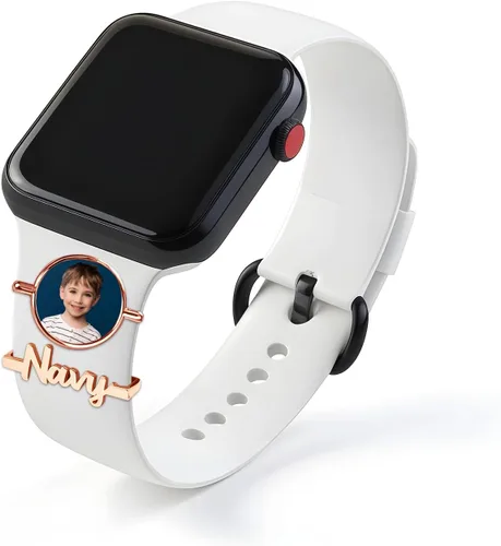 Miniatura 12 de ubmpj Dijes de banda de reloj personalizados para reloj inteligente, cerraduras de banda mágica personalizadas con nombre y foto para mujeres