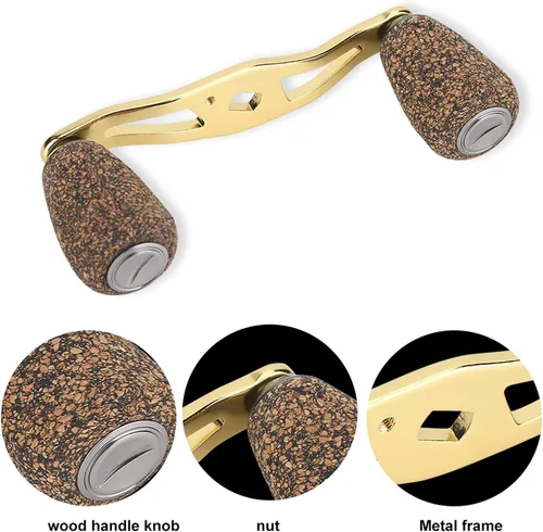 Miniatura 6 de RiToEasysports Mango de carrete de pesca, mango de carrete de pesca, perilla de madera, marco de fibra de carbono con accesorios, piezas de repuesto