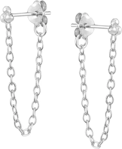 Miniatura 3 de AeraVida Pendientes de cadena de plata de ley 925 con lazo de cadena único, Metal, Sin gemas.