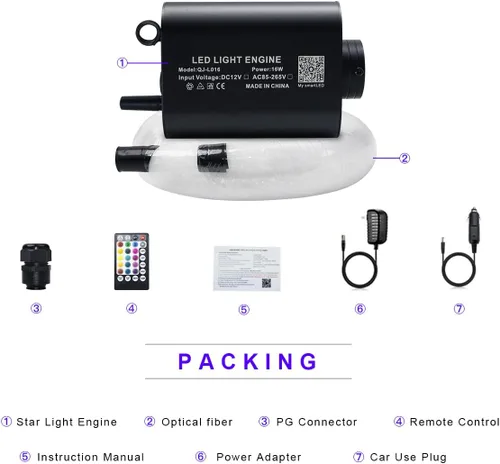 Miniatura 8 de AKEPO Kit de luces de estrella de 16 W, kit de luces de estrella de fibra óptica, diámetro mixto. 295 piezas (0.75+1+0.059 in) 9.8 pies/9.8 ft
