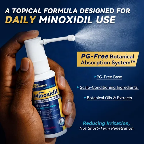 Miniatura 2 de Minoxidil para hombres Suero para el crecimiento de la barba: Extra Strength 5% Minoxidil Spray para hombres Tratamientos de crecimiento de barba