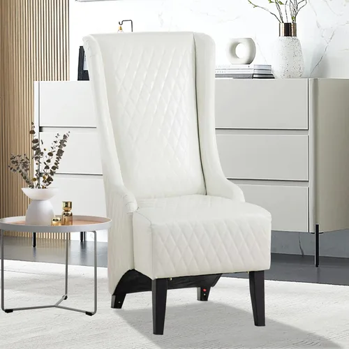 Miniatura 9 de Sillas copetudas de tela gris para comedor y sala de estar, acento acolchado, silla esquinera lateral de ala ancha de 23 pulgadas, asiento grueso