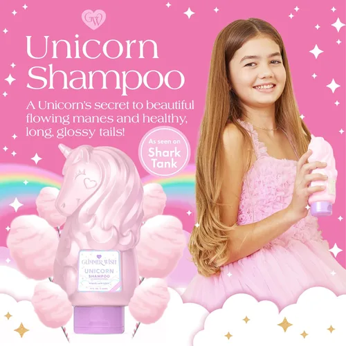 Miniatura 2 de Glimmer Wish Unicorn Kids Champú sin parabenos ni sulfatos para cabello suave y manejable, cuidado del cabello de los niños, aroma de algodón